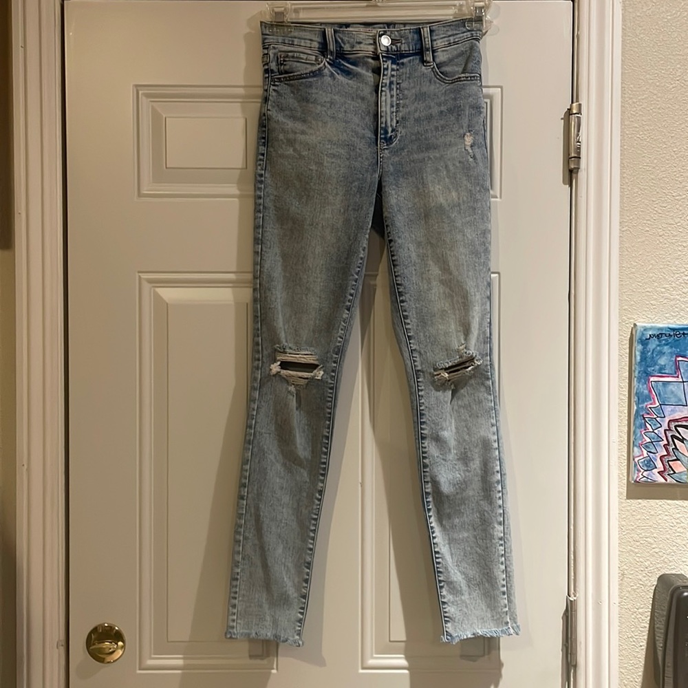 Garage Denim high rise acid wash distressed jeans